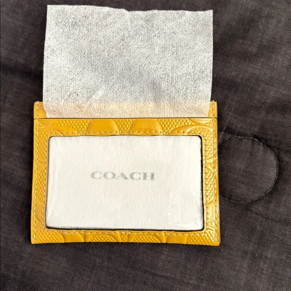 Coach Yellow Embossed Card Holder - Picture 2 of 3